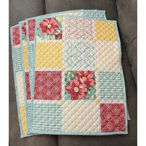 Set of 4 The Pioneer Woman Quilted Placemats Sweet Rose 19"x14"